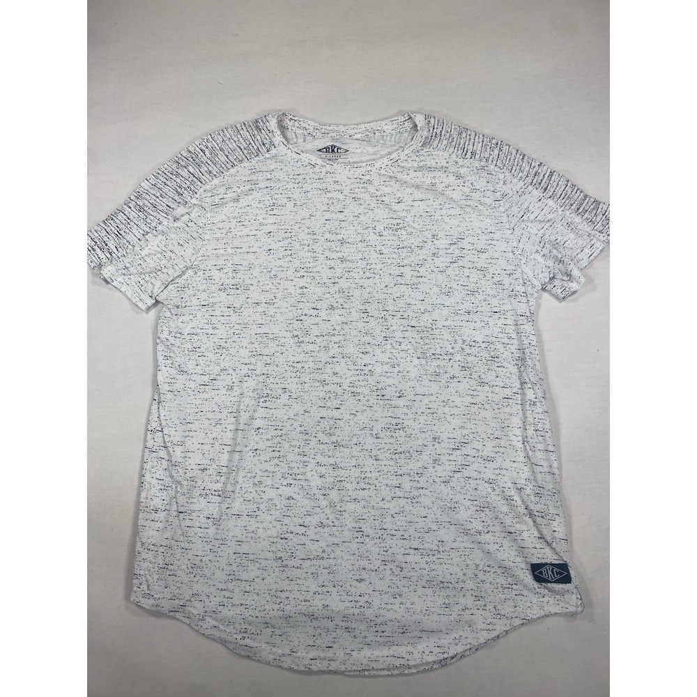 BKC Men's XL Speckled Short Sleeve Crew Neck T-Shirt White Black Casual Tee